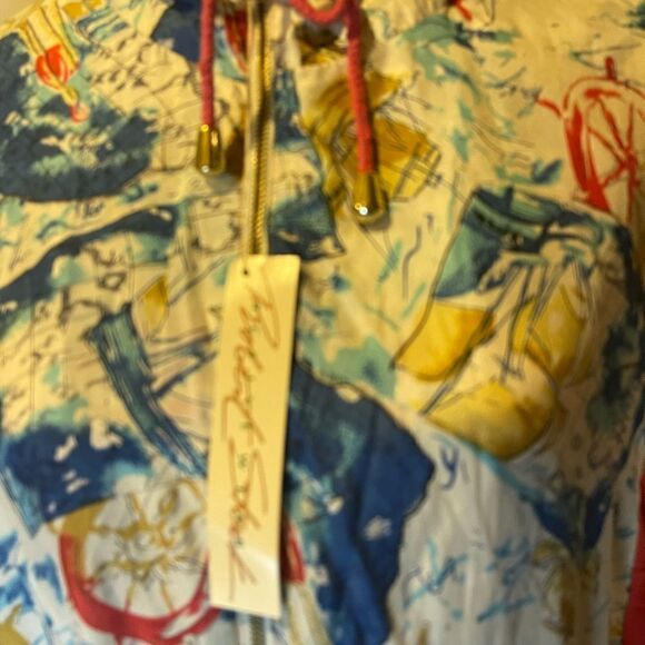 NWT Robert Stock 100% Silk Active Wear Nautical print Jacket & orange pa… - Picture 5 of 15